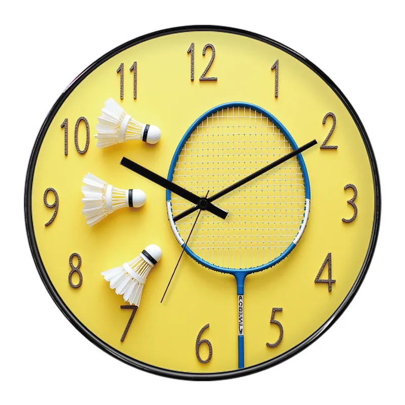 Badminton Hall Wall Clock Gymnasium Sport Badminton Player Enthusiast Study Living Room Simple Mute