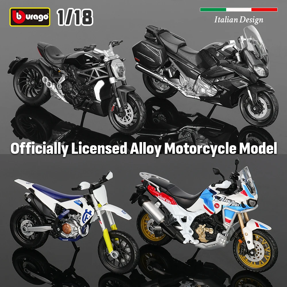 

Bburago 1:18 Honda Africa Twin Adventure GSX-R1000 R 2021 KTM 790 Adventure R Rally 450F X Diavel S Модель мотоцикла Серия игрушек