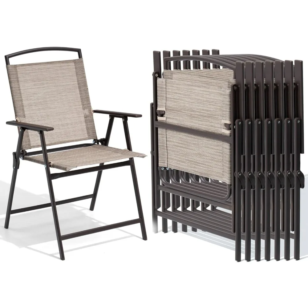 

Patio Folding Chairs Set of 8, Outdoor Folding Chairs with Durable Rust-Resistant Frame and Breathable Textilene Material for O
