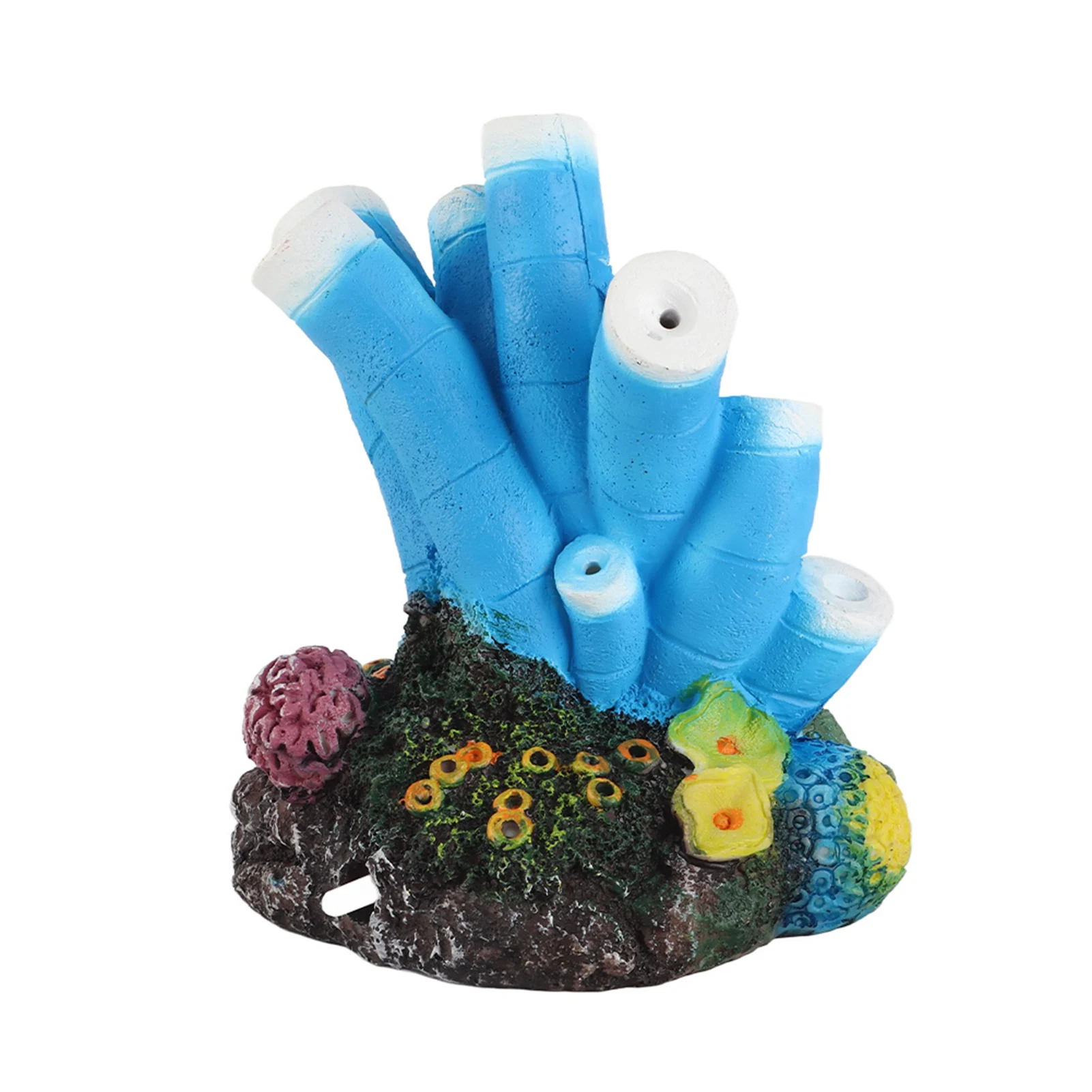 Resin Coral Ornament Simulation Coral Volcano Shape Aquarium Decoration Oxygen Increasing Colorful LED Light Volcano Ornament