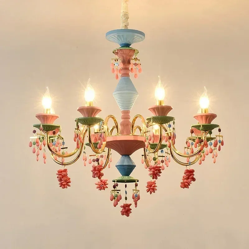 

Modern Color Crystal Pendent Lamp French Luxury Art Living Room Restaurant Bedroom Girl's Room Children's Room Chandelier