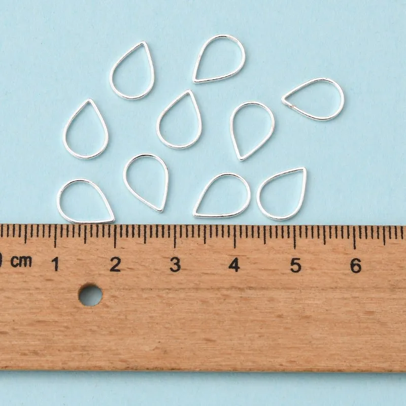 100pcs Brass Linking Rings Teardrop Silver Color Plated about 7mm wide 11mm long 1mm thick