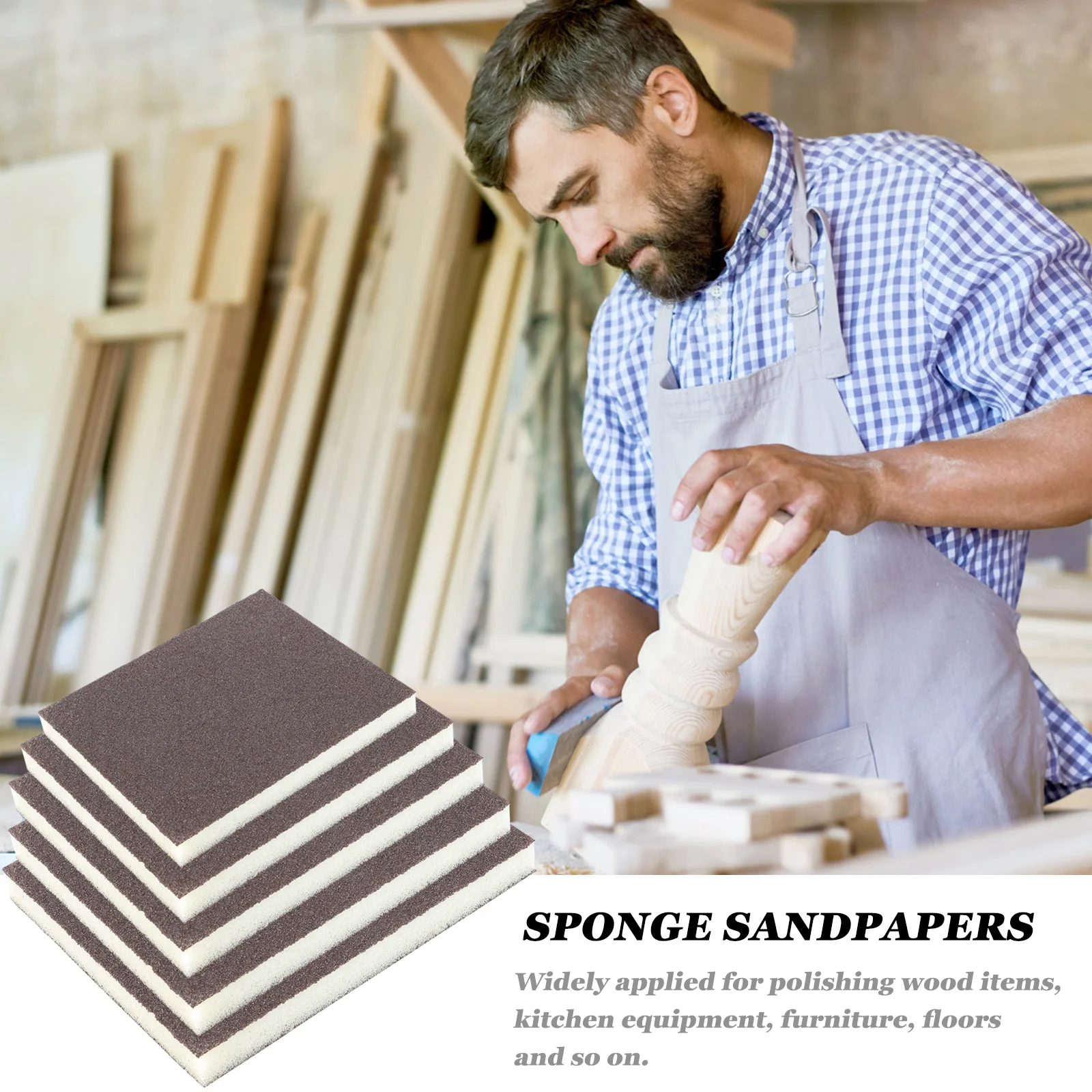 20Pcs Sandpaper Block Sponge Sandpapers Durable Double-Sided Sanding Sponge Pads for Polishing Wood Furniture Floor Grinding