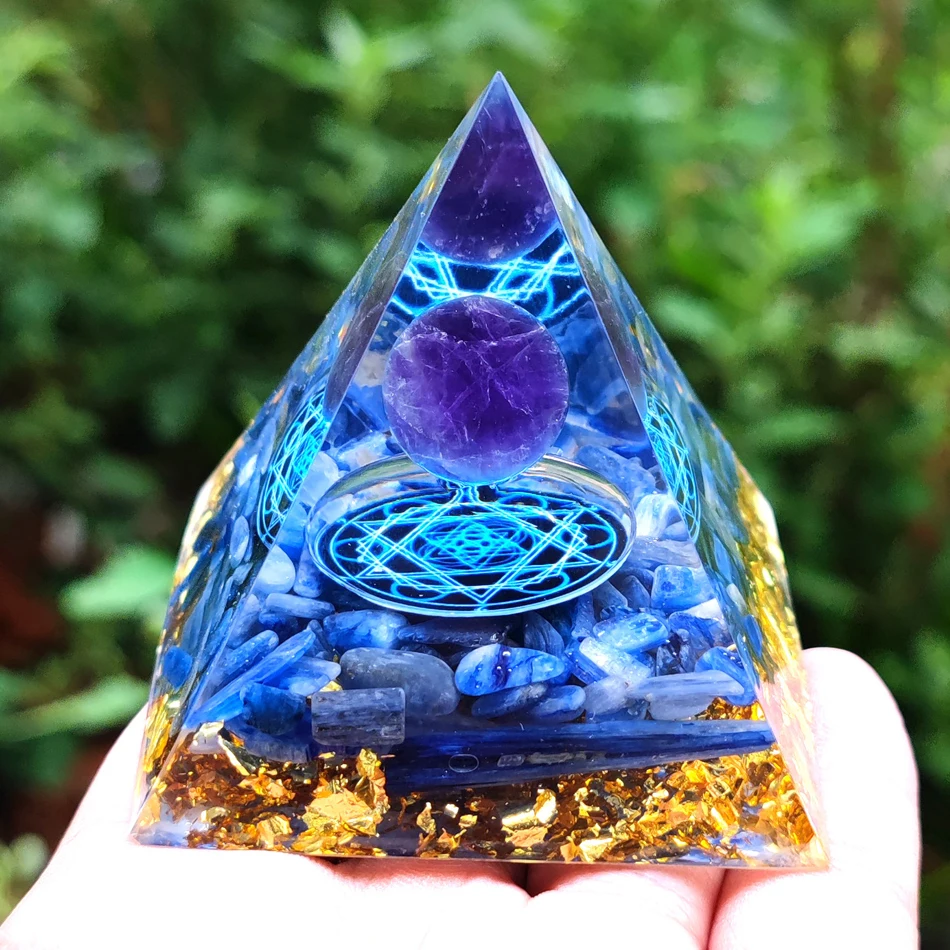 Orgonite Pyramid Healing Crystals Energy Generator Amethyst natural stone pendulum Reiki Chakra Meditation Tool room Decorations