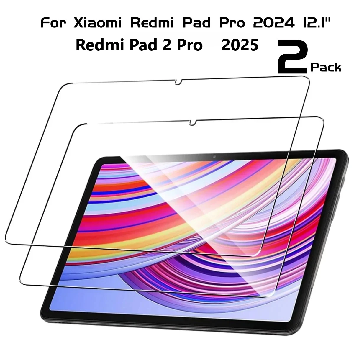 

2 упаковки закаленного стекла для Xiaomi Poco Pad 12,1-дюймовые защитные пленки для экрана Xiaomi Redmi Pad Pro 2024 12,1-дюймовая стеклянная пленка