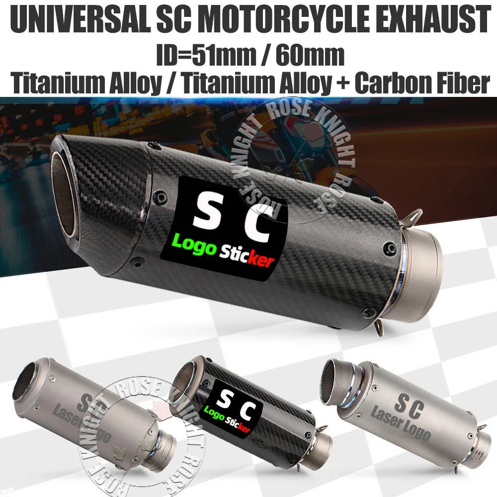 

Carbon Fiber Titanium Alloy 51mm 60mm SC Motorcycle Exhaust Muffler Pipe Escape for Motorcycle GP-project Exhaust Modified Parts