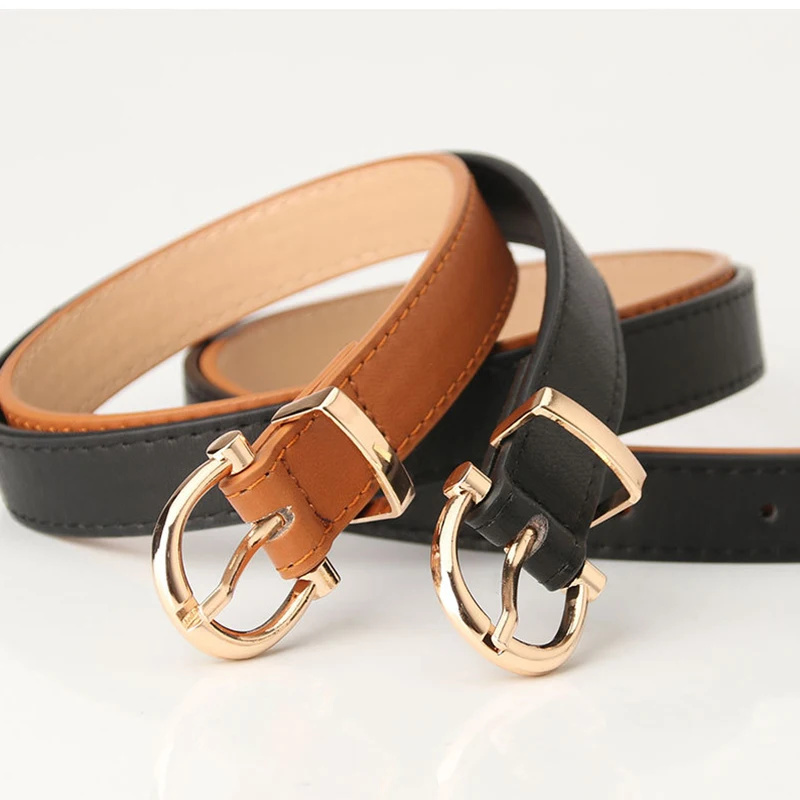 Female Fashion Belt Simple Metal Buckle Belt for Women Black Suit Jeans Clothing Accessories