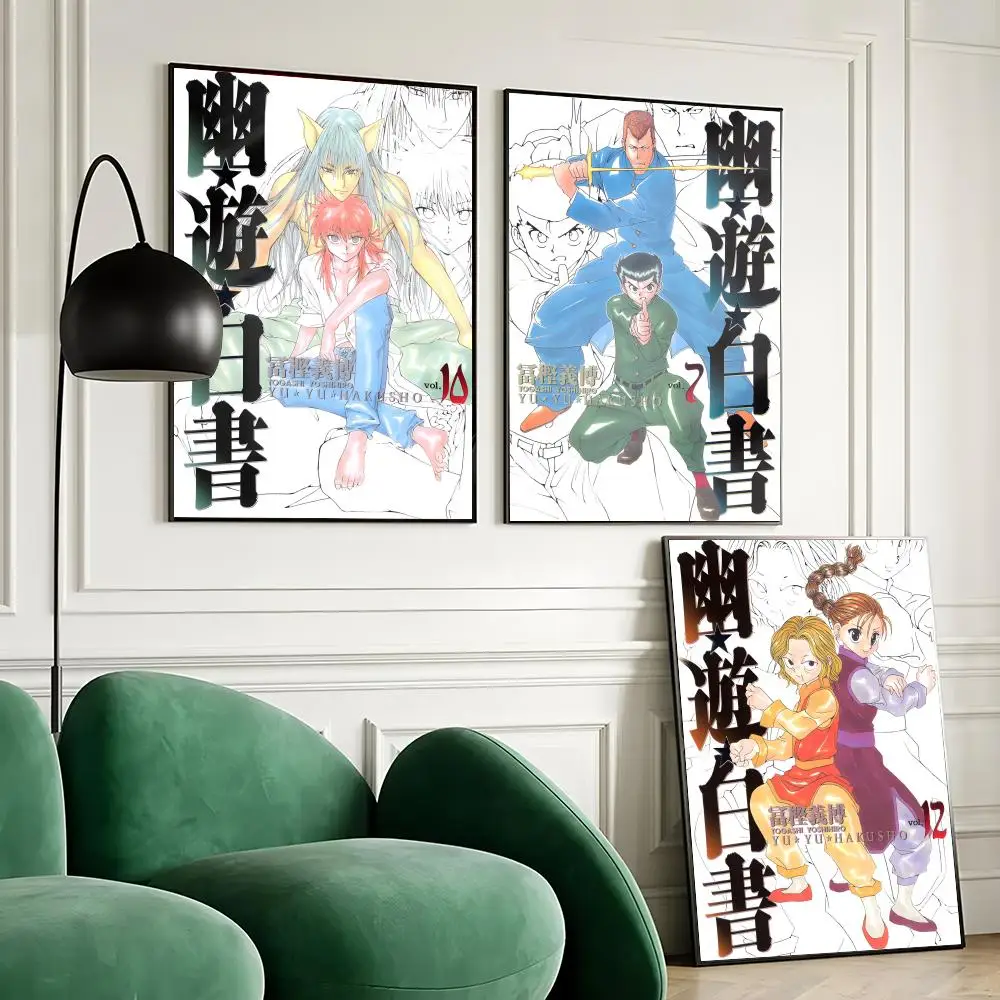 Póster de lienzo con caligrafía de dibujos animados de Y-YuYu H-Hakusho, arte para dormitorio, sala de estar, decoración del hogar, calcomanías, regalo