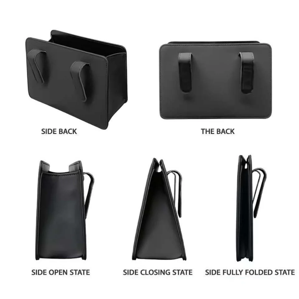 Car Door Hanging Storage Box & PU Leather Trash Can - Foldable Car Organizer with Creative Gift Option view 2