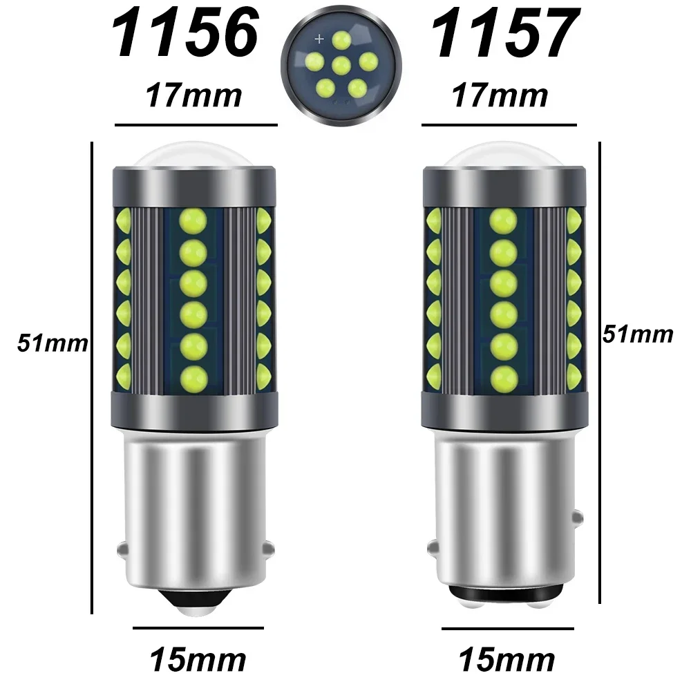 2x 1000LM P21W 1156 BA15S BAU15S PY21W COB LED Bulb BAY15D P21/5W 1157 Front Rear DRL Brake Reverse Turn Signals Lamp 12V