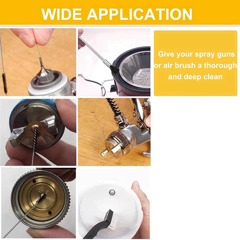 B08B-Kit di pulizia spray 17 pezzi Strumento multiuso per la pulizia dei pennelli con pistola per vernice con mini spazzole e aghi in nylon