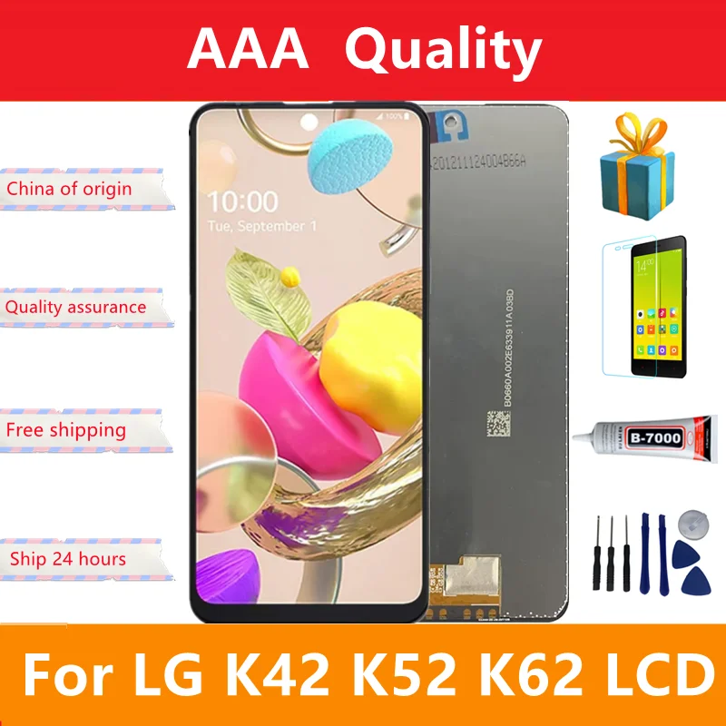 

Original 6.6"; Display For LG K42 K52 K62 LCD Display Touch Screen Digitizer Panel Assembly With Frame Replacement Parts For K62