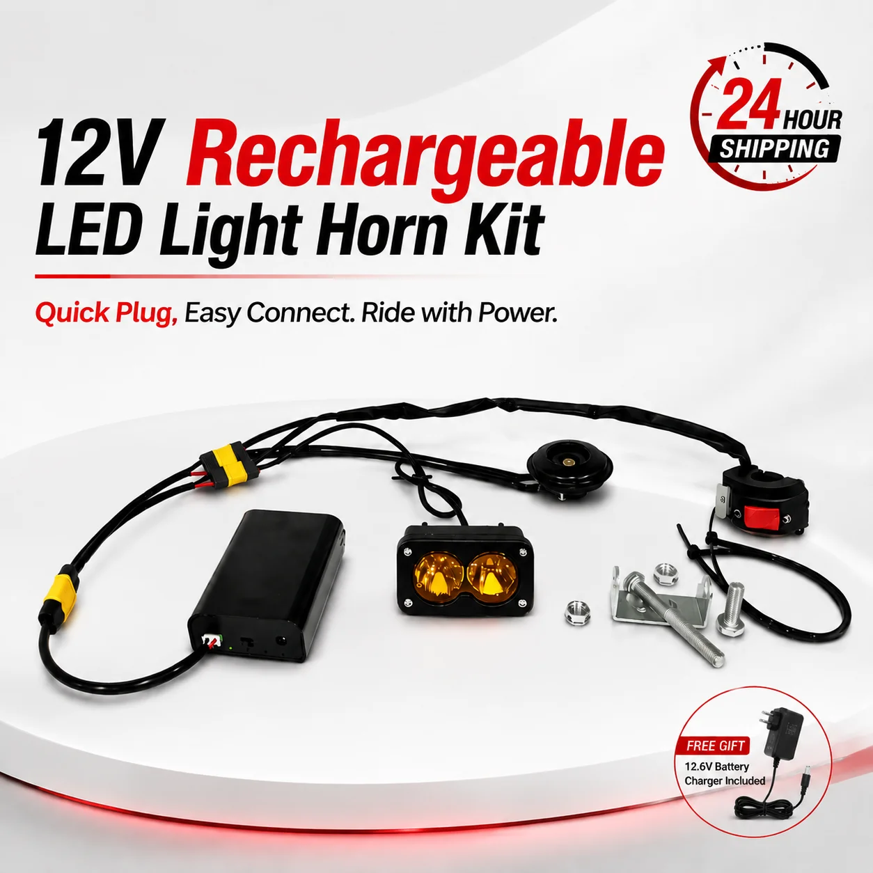 Dream Car Wintai 12V Rechargeable Baja LED Light Kit 18W 1836 Total Lumens Off Road Motorcycle Lighting System With Battery Pack