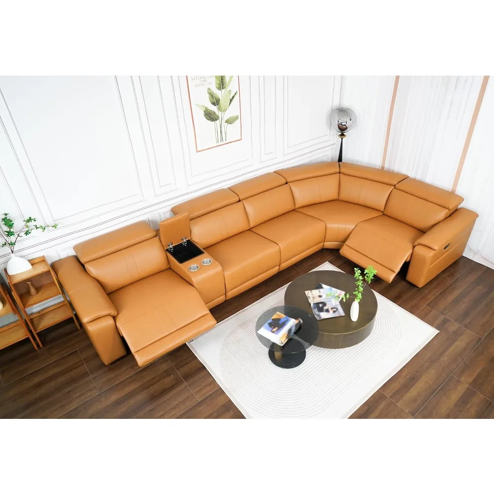 

Power Recliner Sofa Set,with Adjustable Headrest & Power Recline, Breathable Leather, Reclining Sectional Sofa