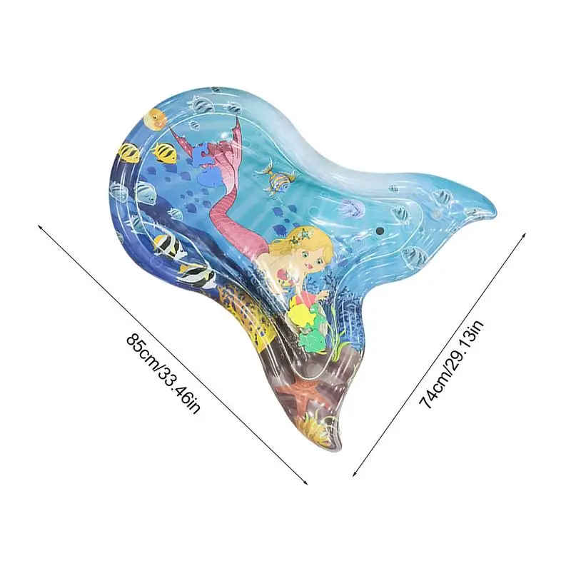 Inflatable Water Play Mat Summer Interactive Water Pad Sensory Toys Early Development Fishtail Design Enhances Hand-Eye