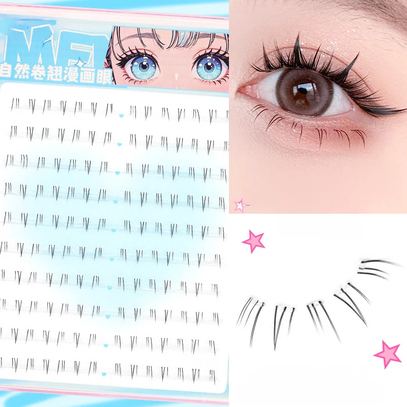 Self Sticking Bottom Eyelashes Clusters 6mm C Curl Wispy Cluster Eyelash Extensions Free-glue Natural Individual False Eyelashes