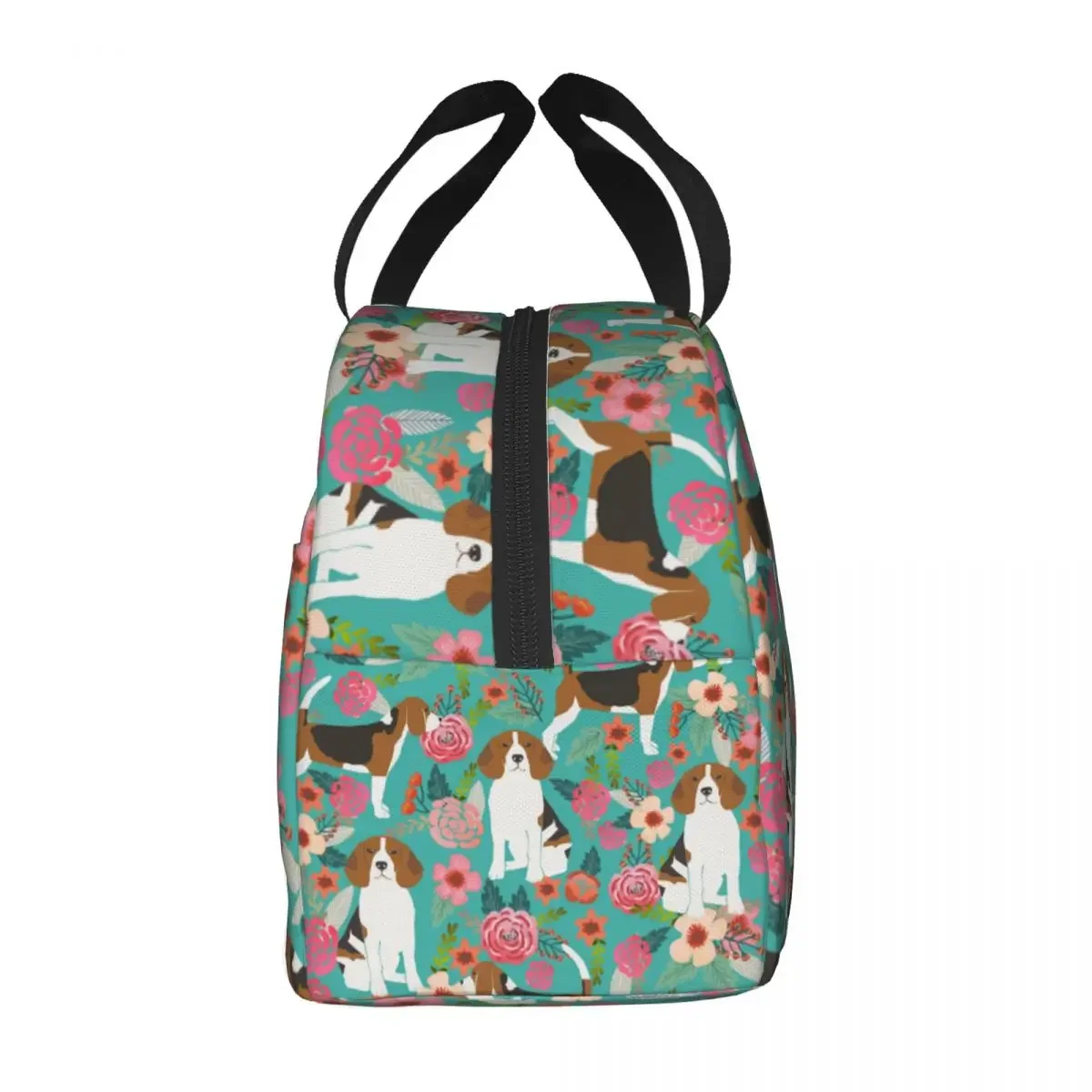 Bolsa de almuerzo impermeable para hombres y mujeres, bolsa de almuerzo con aislamiento para perros, Beagle Florals, Picnic, Animal, Oxford