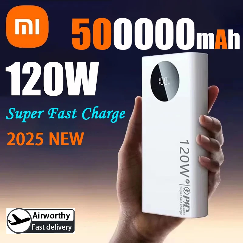 Xiaomi 120W 500000mAh بنك طاقة عالي السعة شحن سريع Powerbank شاحن بطارية محمول آيفون سامسونج هواوي
