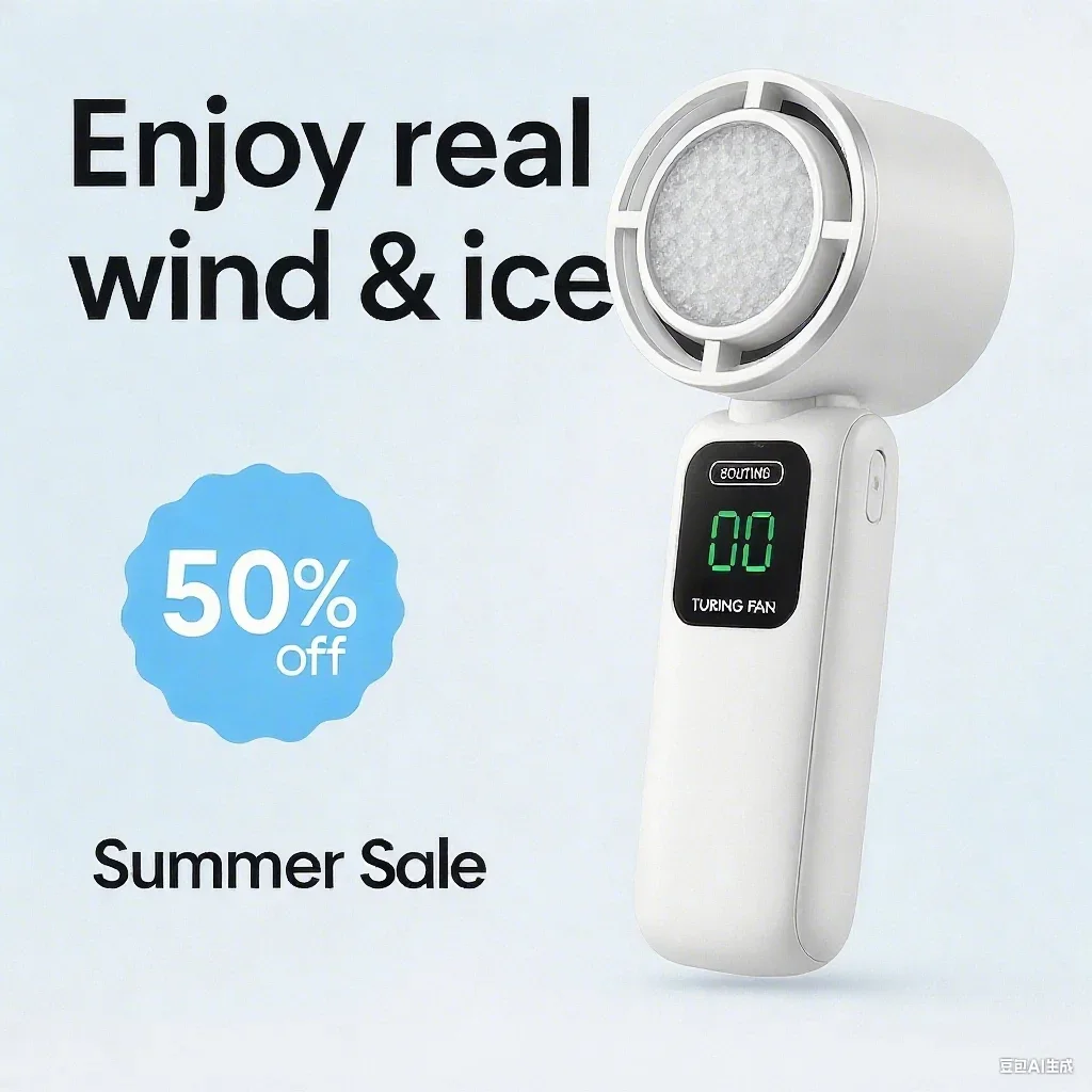 

Portable Cooling Handheld Fan 100-Speed Turbo Wind Semiconductor Cooler 4000mAh LED Display USB Rechargeable