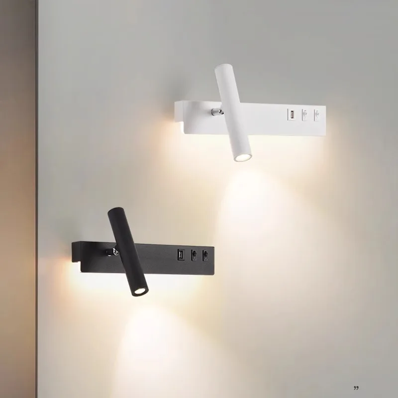 

Nordic bedroom bedside reading wall light modern minimalist LED living room background wall light creative rotatable spotlight