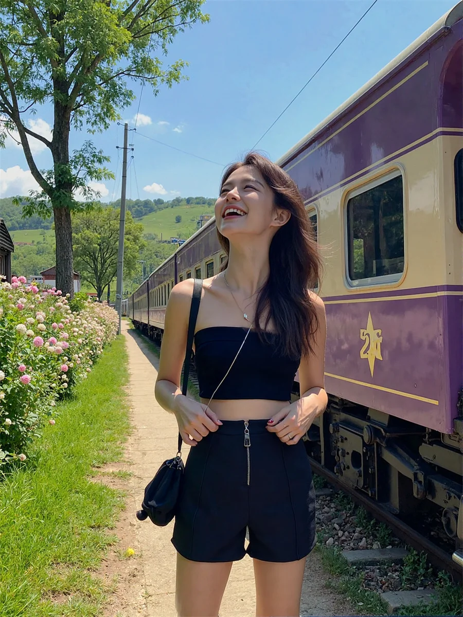 Shorts feminino linha a mini saia com bordado floral e linho leve perfeito para férias verão estilo coreano chique