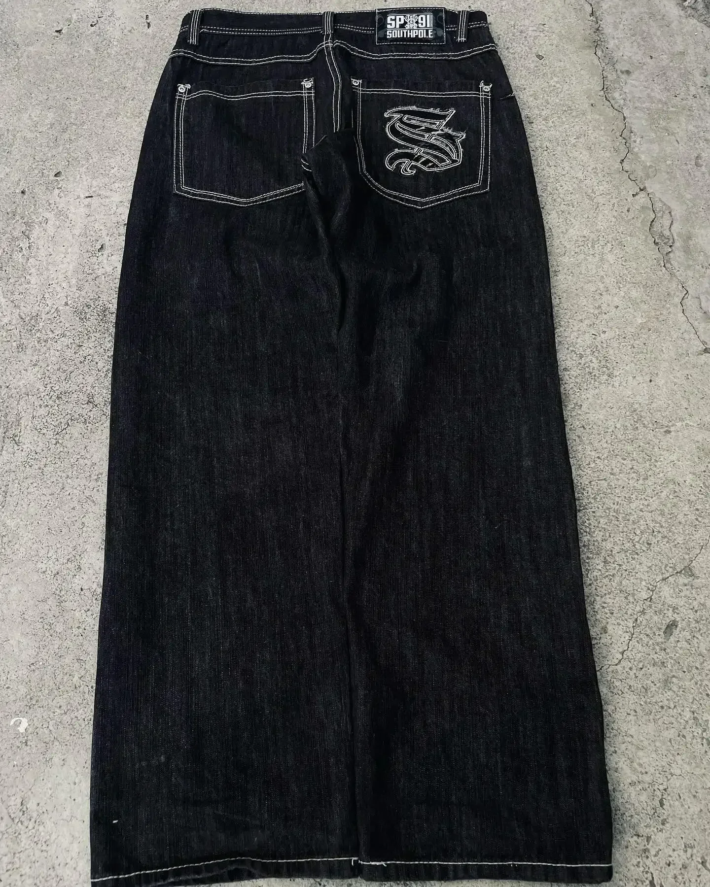 Y2K-pantalones vaqueros americanos a la moda para hombre, Vaqueros holgados con bordado gráfico gótico Retro, pantalones vaqueros de pierna ancha Harajuku Hip Hop Street