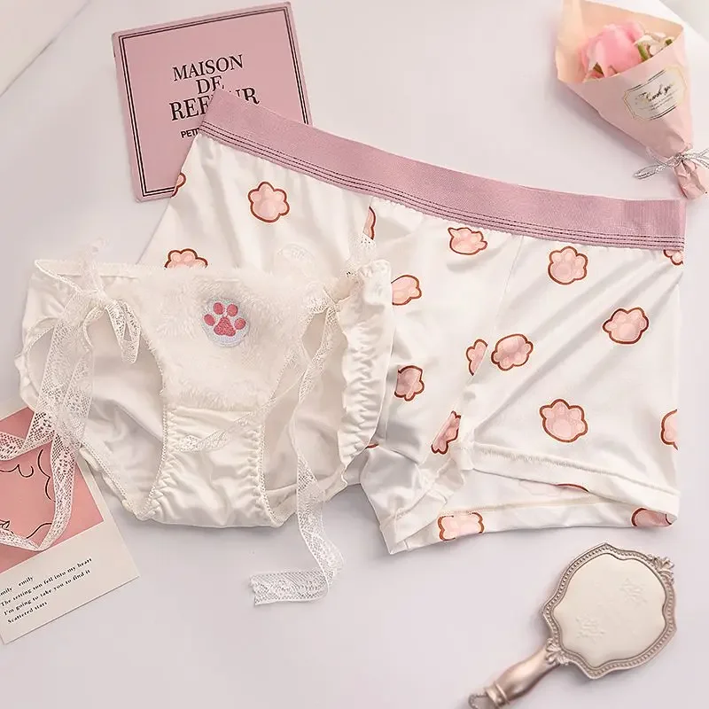 Couple Underwear Women Lingerie Men\'s Boxers Panties Plush Kawaii Cat Pig Sexy Lace Bandage Underpants Boy Girls Lovers Panties