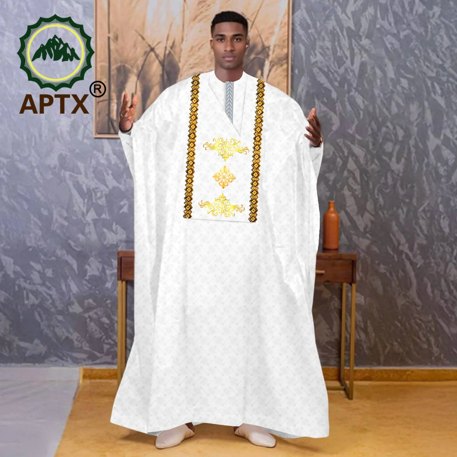 African Clothes For Man Traditional Long Sleeve Robe Elegant Luxury Men's Outfits  Bazin Riche Embroidery Dress 2416121