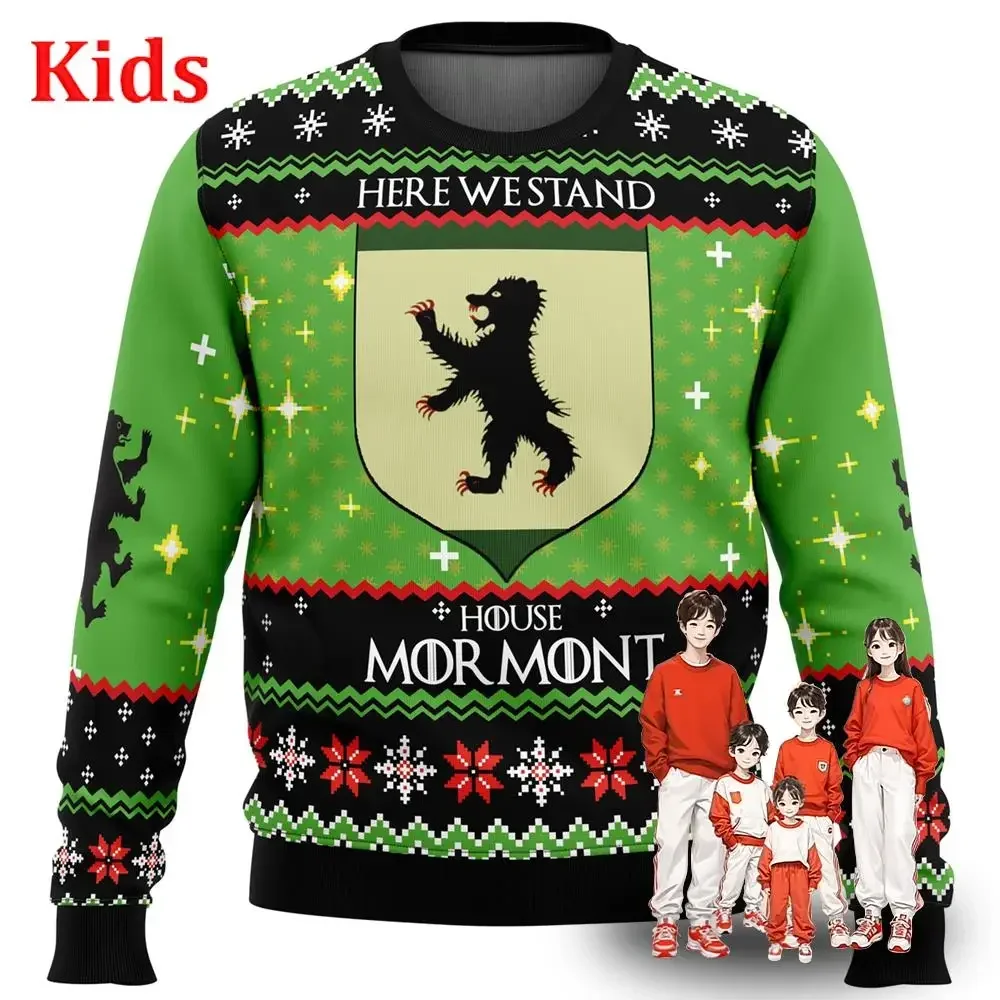 Game of Thrones Christmas Sweater Christmas Sweater Gift Santa Claus Pullover Children's 3D Sports Shirt Top