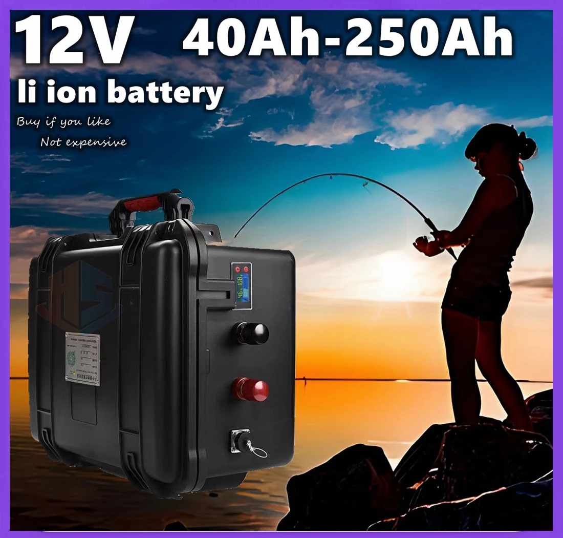 waterproof 12v 50Ah 80Ah 100ah 60Ah 150Ah 200Ah 250Ah lithium ion battery for Trolling Motor Fishing Inflatable Boat camping EV