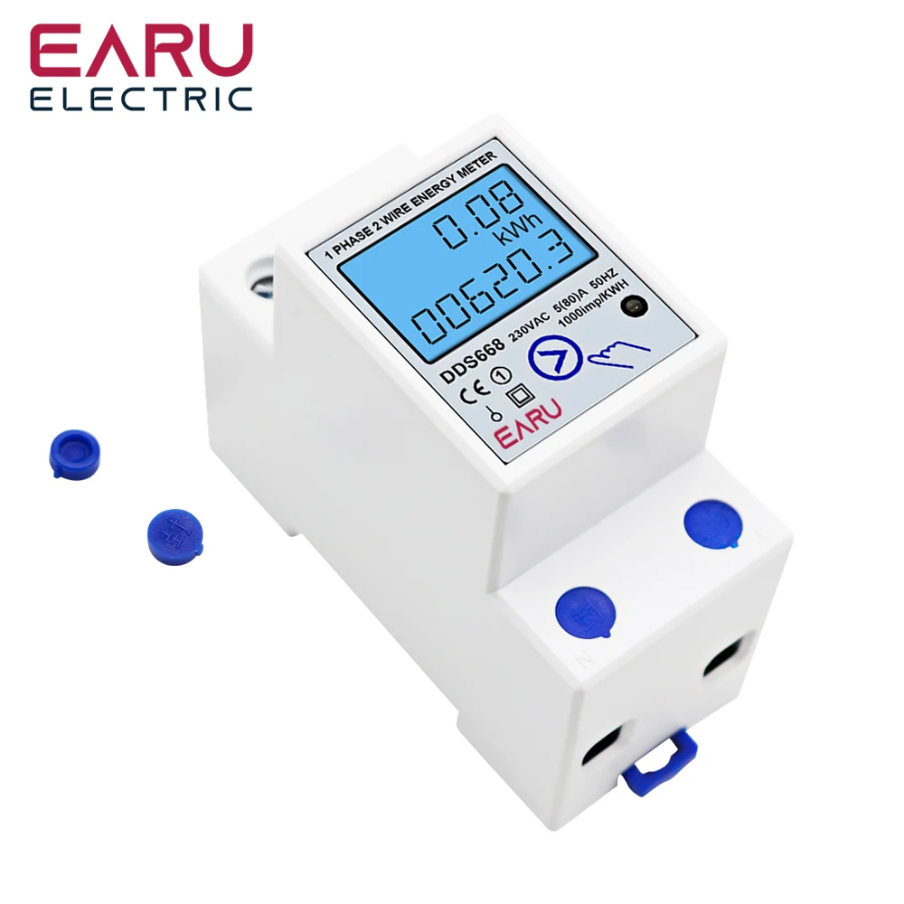Imagem -05 - Medidor de Energia Digital Lcd Monofásico Redefinição de Tensão Zero Kwh Contador de Consumo de Energia Wattímetro Elétrico 220v Trilho Din