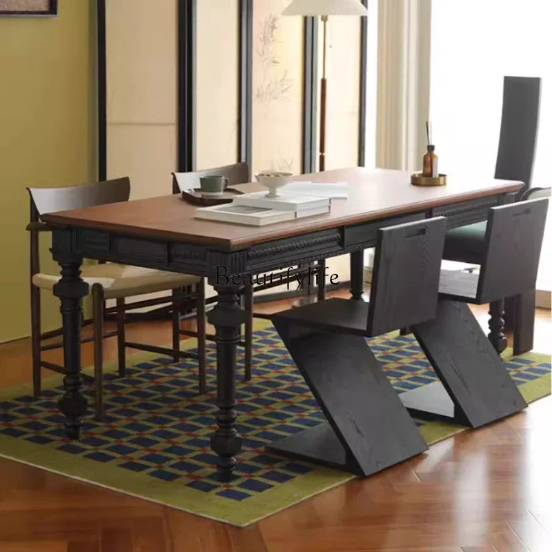 

LJYAmerican retro solid wood red oak restaurant desk French home writing desk desk