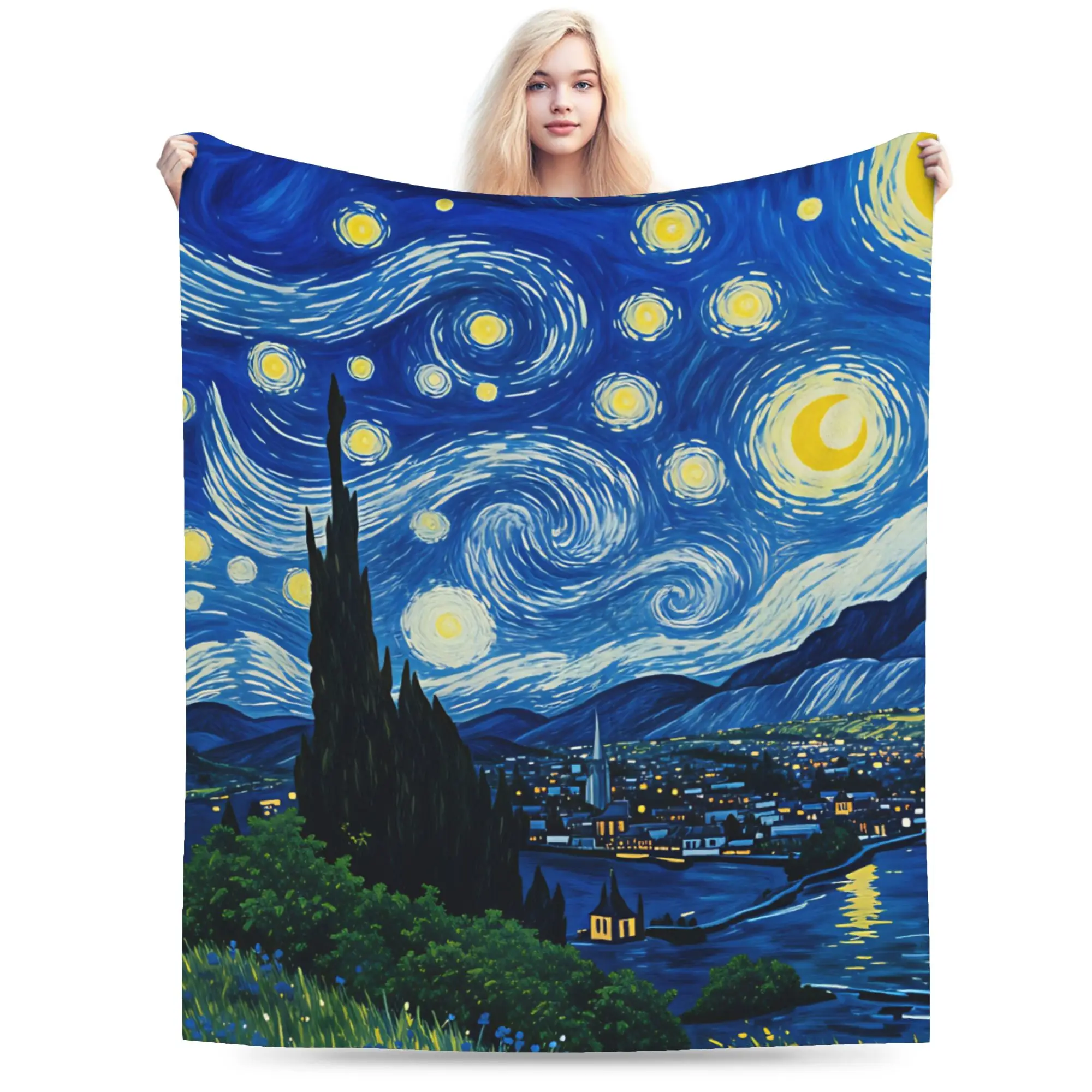 Van Gogh Oil Painting Blanket Quality Warm Soft  Throw Blanket Winter Kids Adult Couch Chair Sofa Bed Aesthetic Bedspread