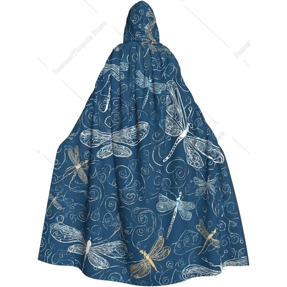 블루 드래곤플라이 풀 렝스 후드 케이프 망토 할로윈 코스프레 의상 성인용