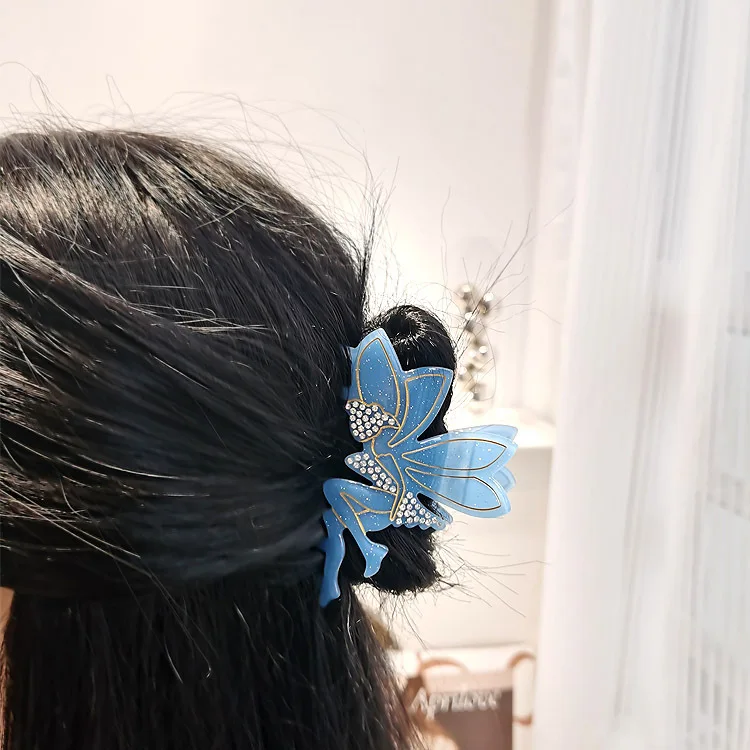 

Японская корейская заколка для волос Blue Fairy - заколка в виде акулы из ацетата со стразами для женщин