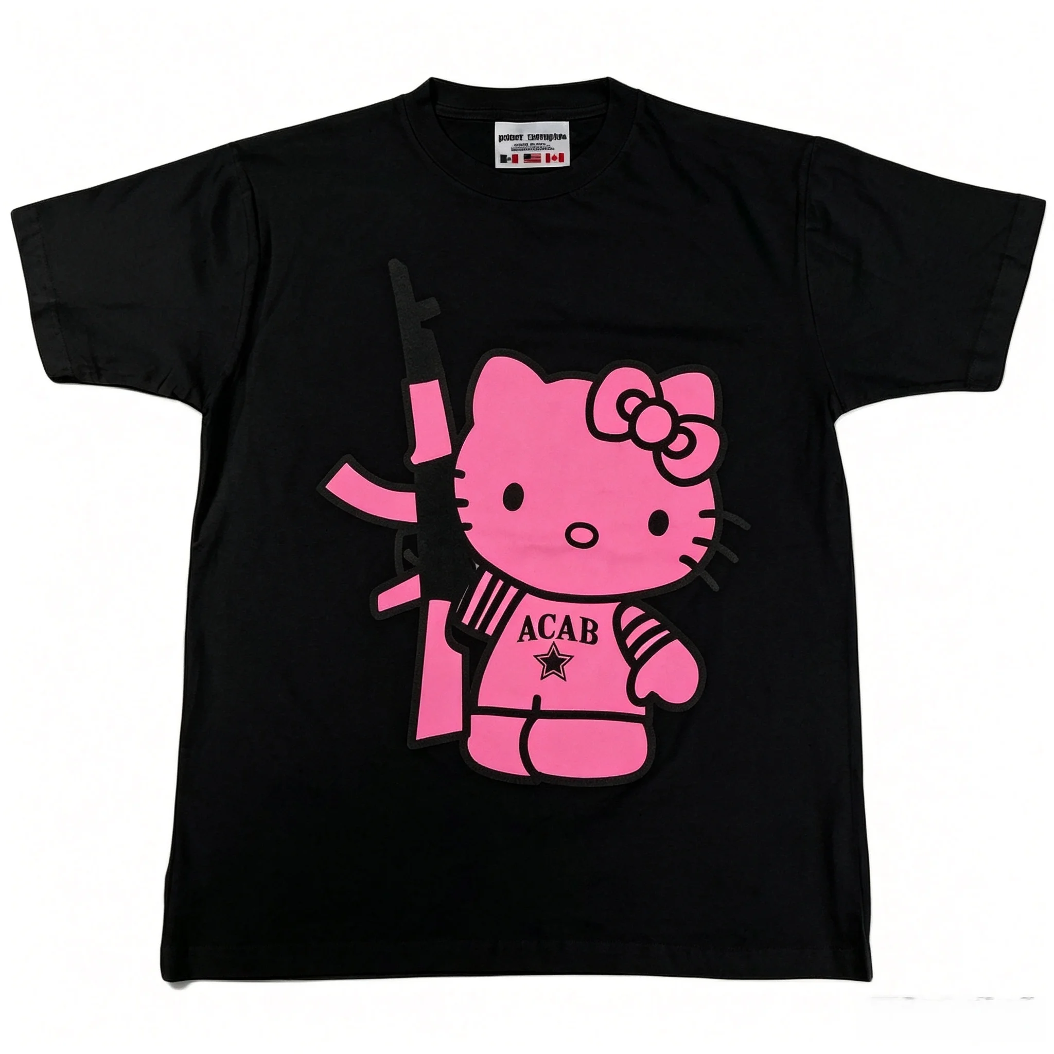 Cute Hello Kitty AK-47 2026 T-shirt Summer Pure Cotton T-shirt Sanrio Character Men's and Women's Extra Large Cute Sweet Shirt