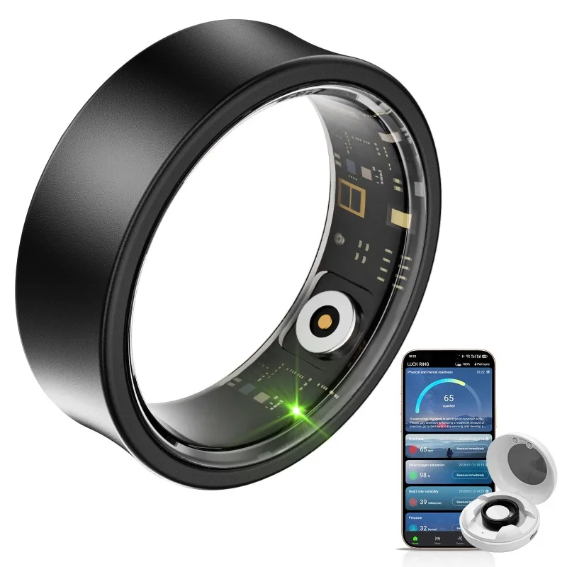

Smart Ring for Health Fitness Tracking Sleep Heart Rate Monitor Compatible with iPhone Android Offers Remote Control Function