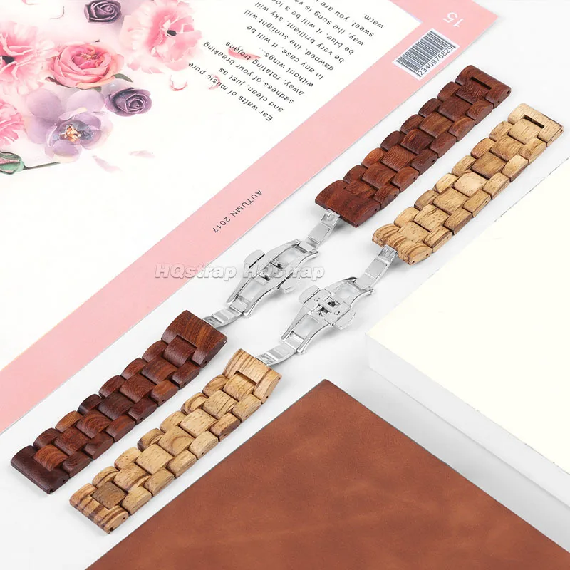 Wood Watch Strap 20mm 22mm Wooden Bracelet Quick Release Watchbands for Samsung Galaxy Watch for Huawei Watch GT2 GT3 Wristband
