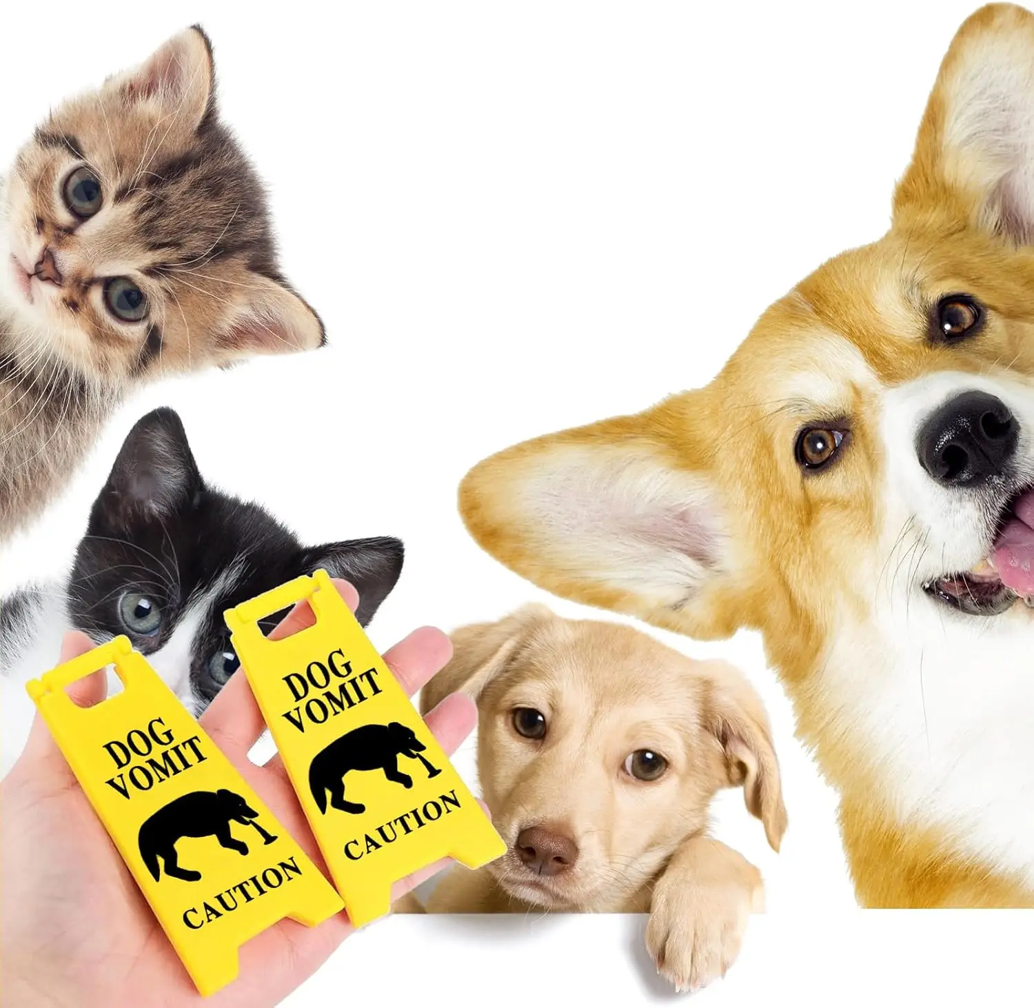 الكلب والقط القيء علامة تحذير القط القيء علامة 5 بوصة القطط القيء علامات التحذير مكتب الزينة مضحك الجدة القطط علامات