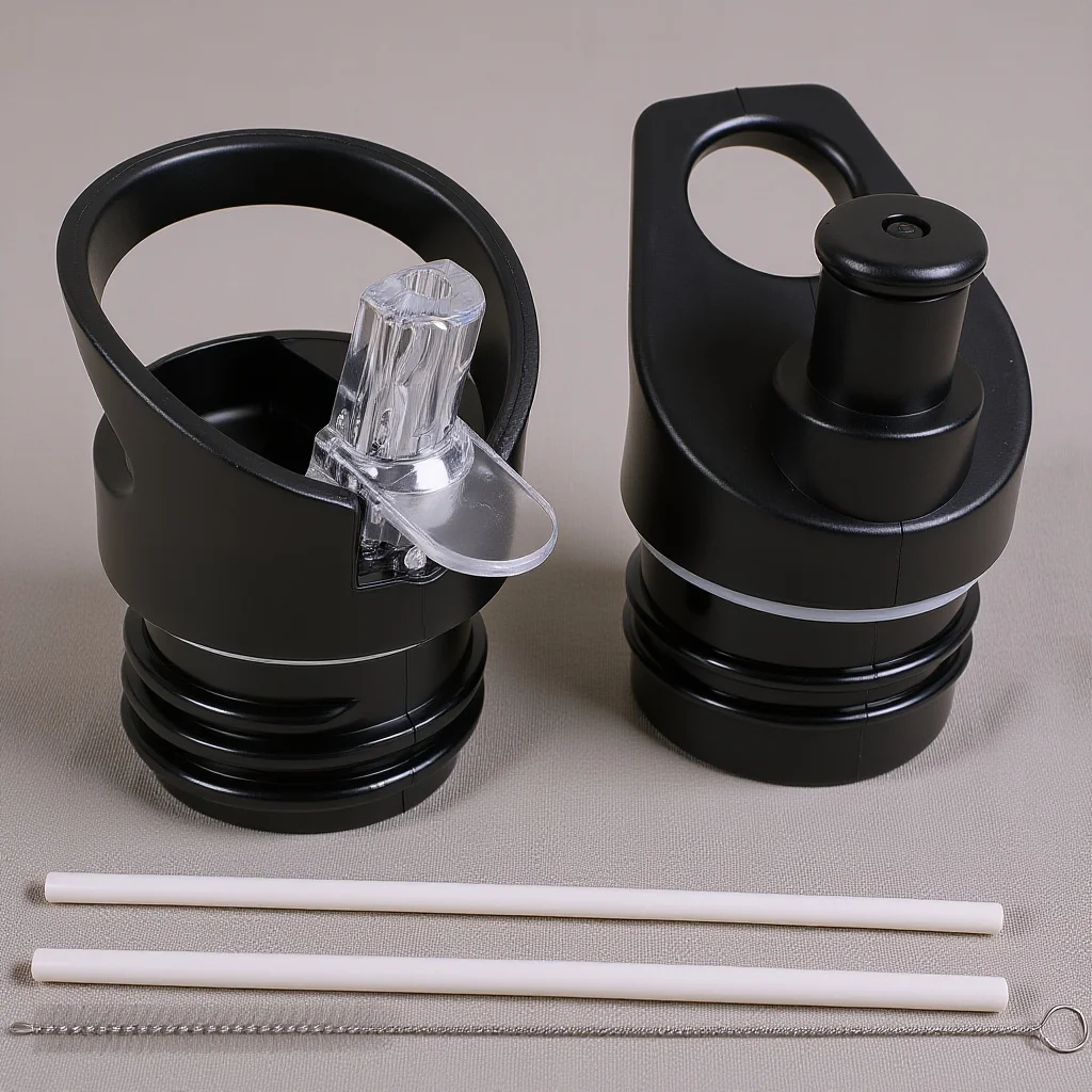 

2Pcs Plastic Bottle Lid Suction Nozzle Cover Replacement Cap for Sports Water Bottles Vacuum Seal Leakproof Daily Use Black