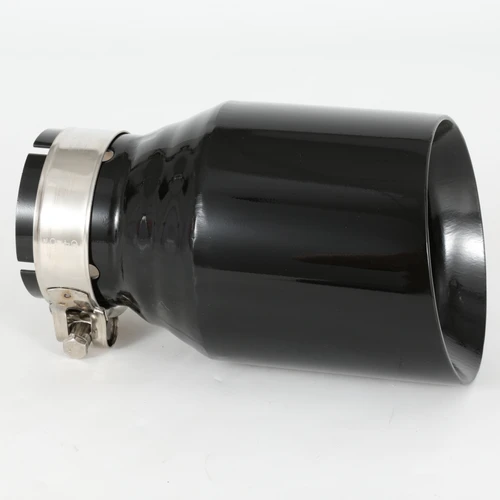 Imagen 2 del producto Tubo de escape negro brillante de acero inoxidable modificado para coche, punta de silenciador brillante Edeg biselado Universal para BMW serie Mazda VW Benz, 1 ud.