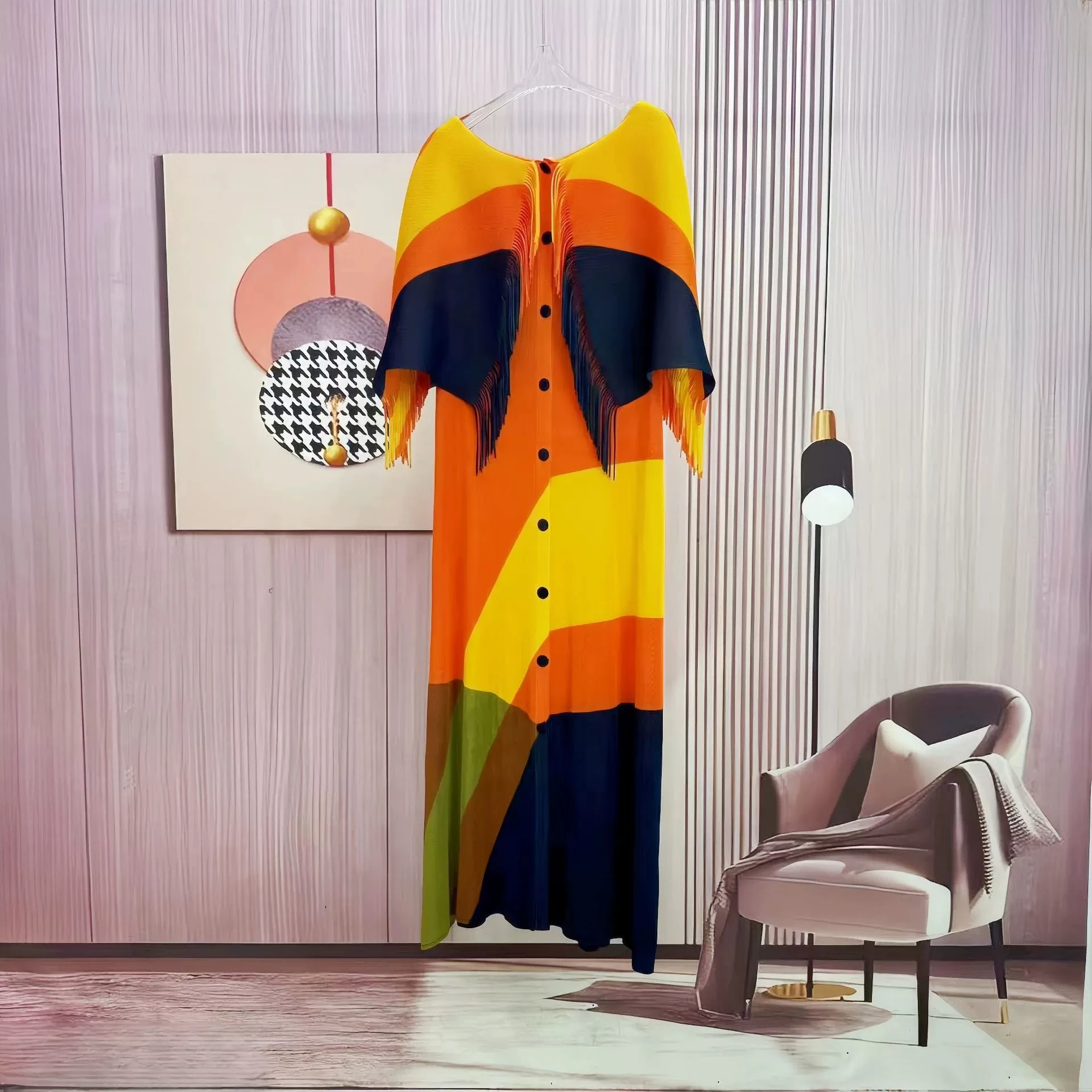 Neue plus größe kleid modische quaste revers kurzarm temperament strickjacke frauen elegante lange rock-GZXX1028