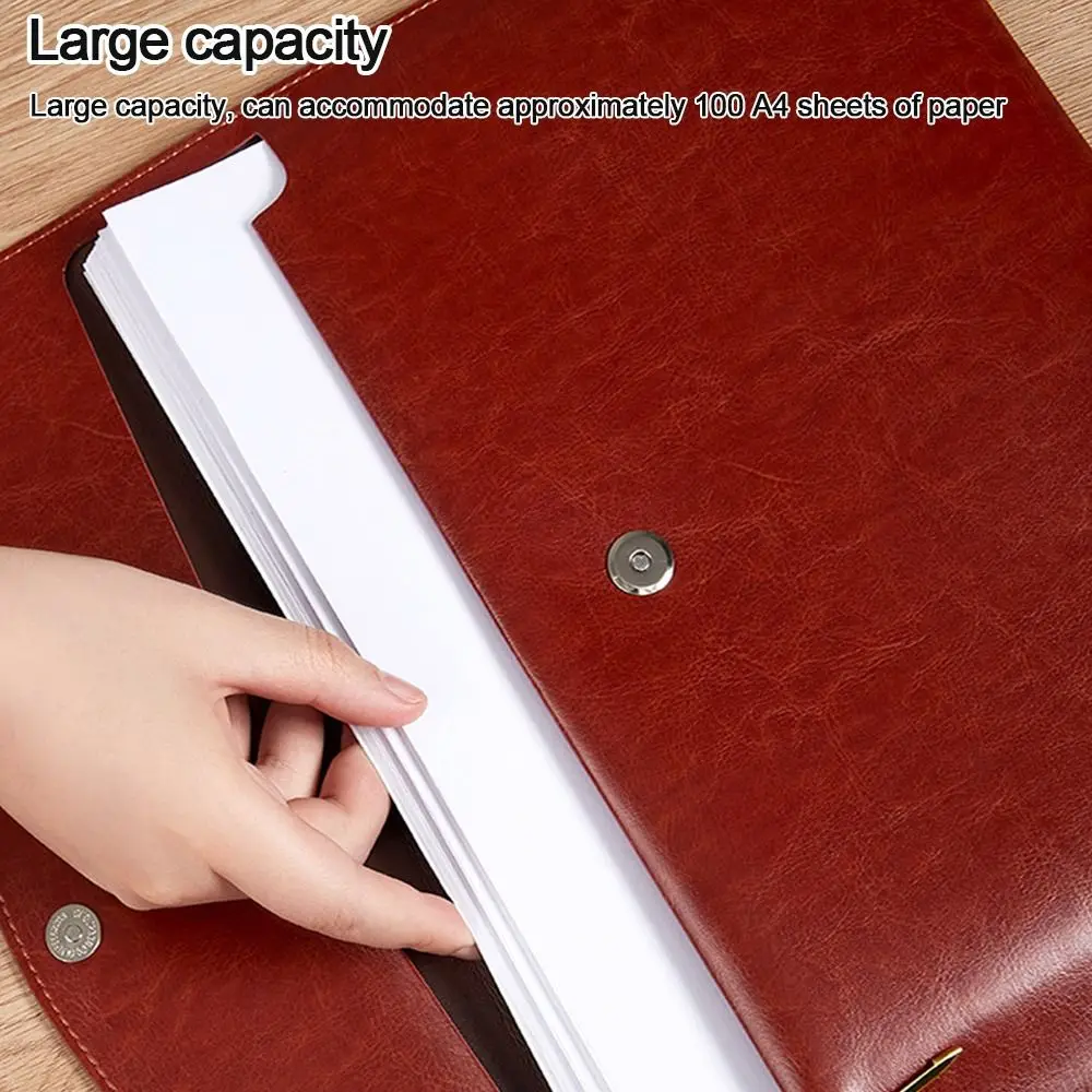 Capacity Document Organiser School Office Supplies Stationery Dustproof Briefcase File Bag Document Bag Leather File Folder
