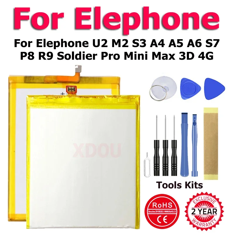 ElephoneS7 ElephoneU2 ElephoneA5 ElephoneP8Max Battery For Elephone U2 M2 S3 A4 A5 A6 S7 P8 R9 Soldier Pro Mini Max 3D 4G