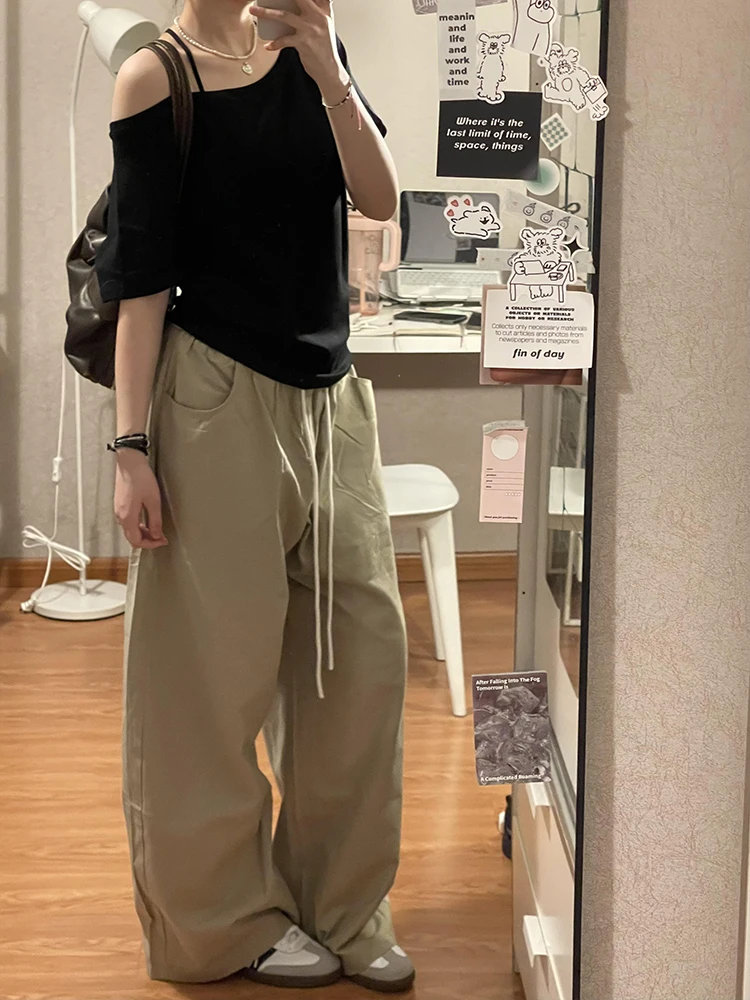 Bla Off-oulder Loose ort-Sve T-irt Women's Summer New Sle Pure Desire Spicy Girl Diagonal Collar Bone Exposure Top