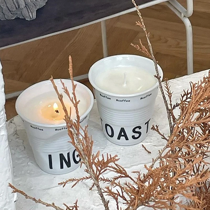 

1PC Korean Style Coffee Cups White Ceramic Nordic Wrinkle Cup English Letter Cups