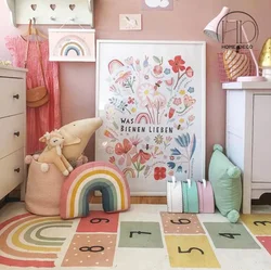New Cartoon Hopscotch Rug Home Decoration Crawling Mat Kids Bedroom Decor Carpets Living Room Carpet Baby Early Education Rugs