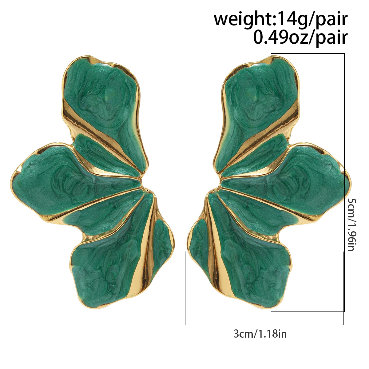 SHIXIN Elegant White Half Flower Stud Earrings for Women Luxury Dripping Oil Petals Piercing Earrings Wedding Party Jewelry