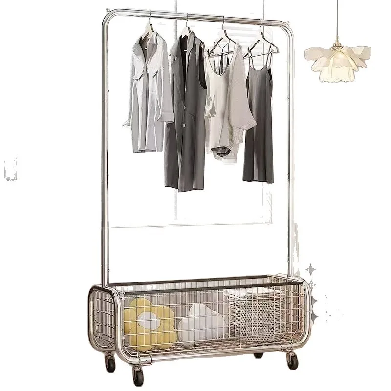 

Hanger floor-to-ceiling bedroom mobile light luxury drying rack household coat rack overnight storage coat rack