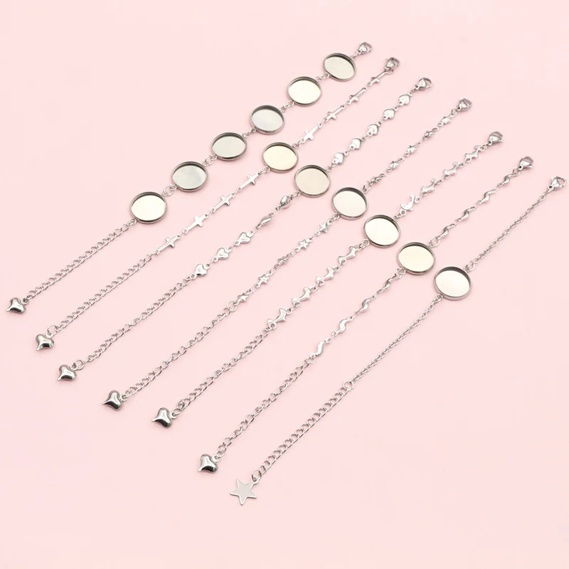 Stainless Steel Bangle Base Bracelet 2pcs/Lot 12mm 14mm 16mm 18mm 20mm  Findings Tray Setting Cameo